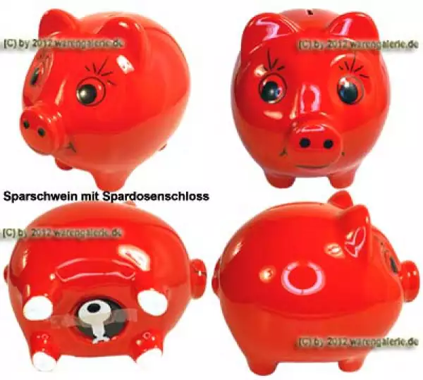 Sparschwein mit großen Augen Design Uni rot Gesamt
